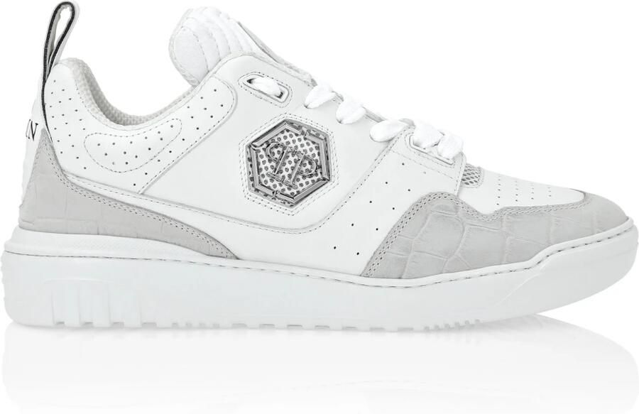 Philipp Plein Croco Printed Leather Lo-Top Sneakers