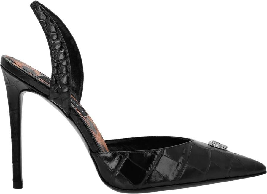 Philipp Plein Croco Printed Leather Slingback Shoes