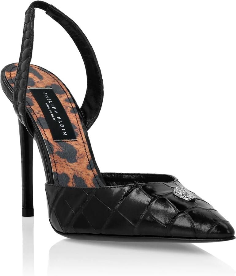 Philipp Plein Croco Printed Leather Slingback Shoes - Foto 2