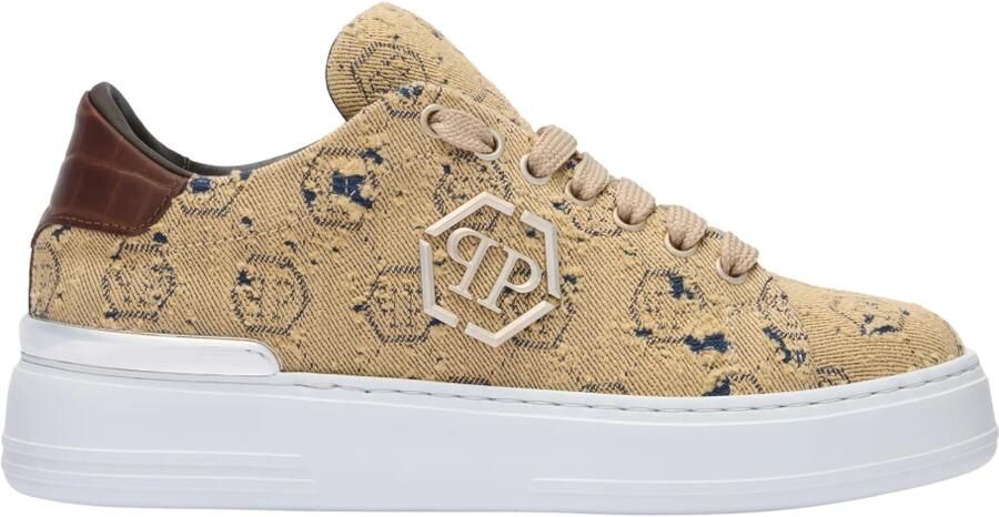 Philipp Plein Denim Lo-Top Sneakers Monogram