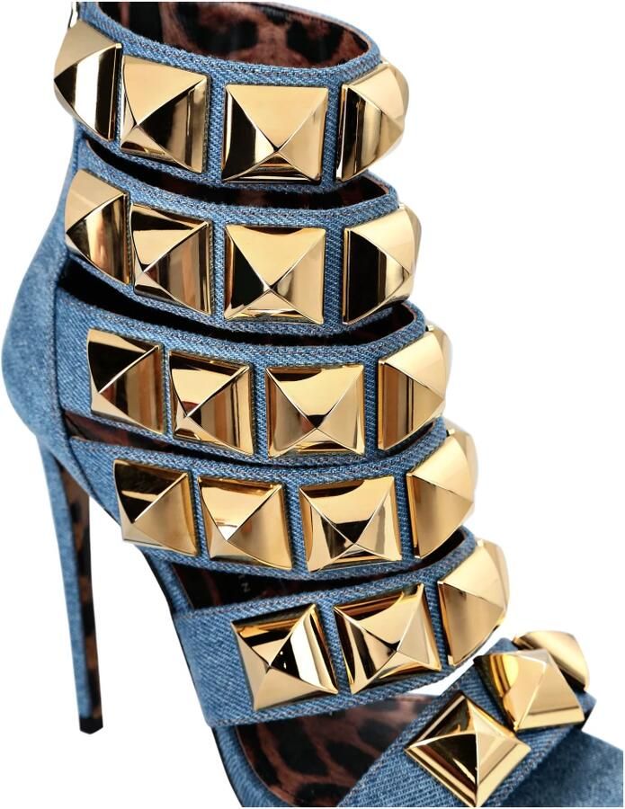 Philipp Plein Denim Sandalen Hoge Hakken Studs - Foto 2