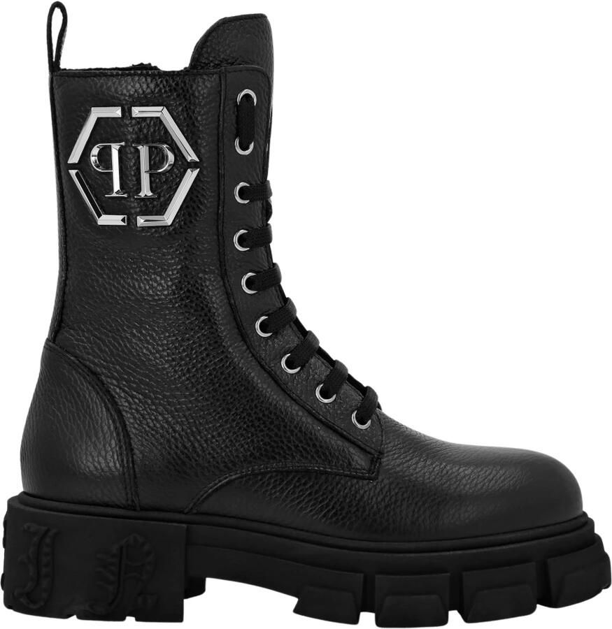 Philipp Plein Embossed Leather Boots Mid Flat