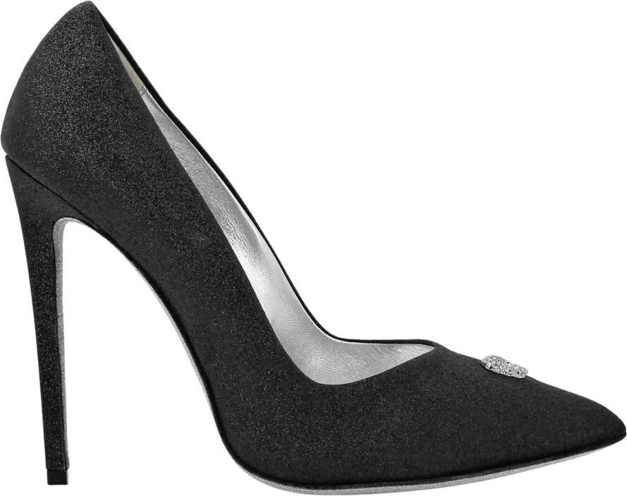 Philipp Plein Zwarte Brokaat Decollete Hoge Hakken Black Dames