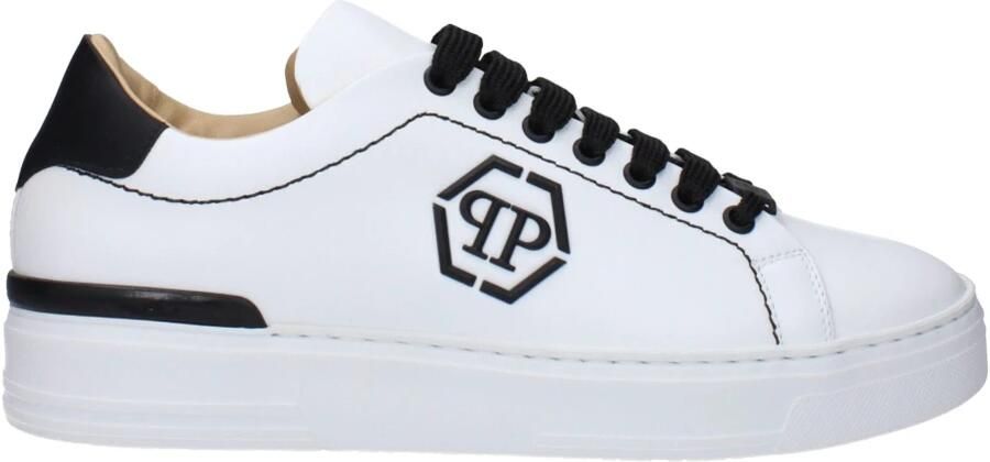 Philipp Plein lederen sneakers met lage top Wit Heren
