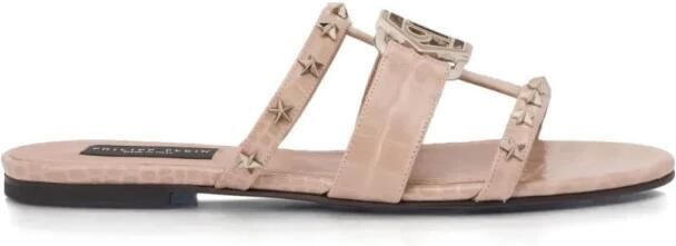 Philipp Plein Hexagon Star-Detail Flat Sandals