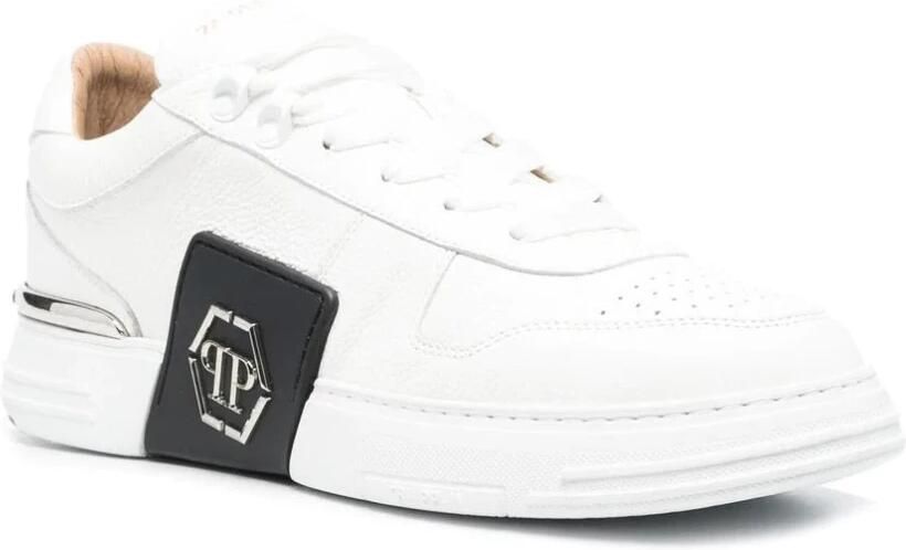 Philipp Plein Lo-top sneakers Phantom Kick $ lederen platina zeshoek Wit Heren