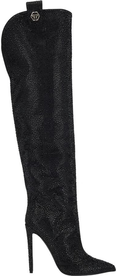 Philipp Plein High-Heel High Boots Mixed Strass Hexagon