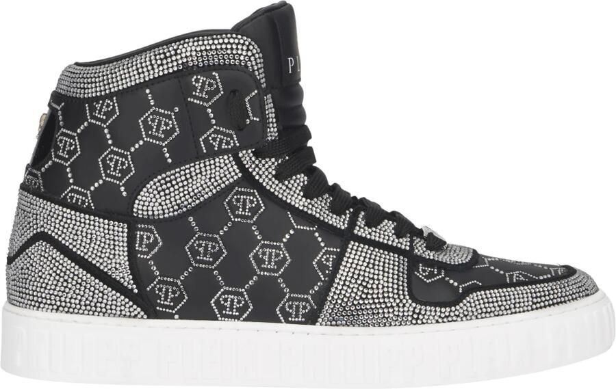 Philipp Plein High Top Sneakers Carson Monogram Strass