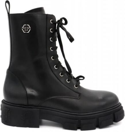 Philipp Plein Kalfshuid Leren Laarzen Halfhoog Plat Hexagon