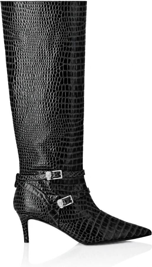 Philipp Plein Laaghakige Laarsjes met Bandjes Cocco Print