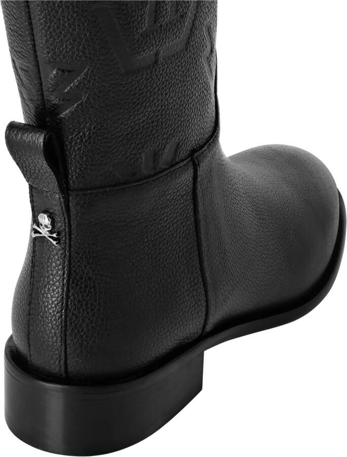 Philipp Plein Leather Lo-Heels Mid Boots Monogram