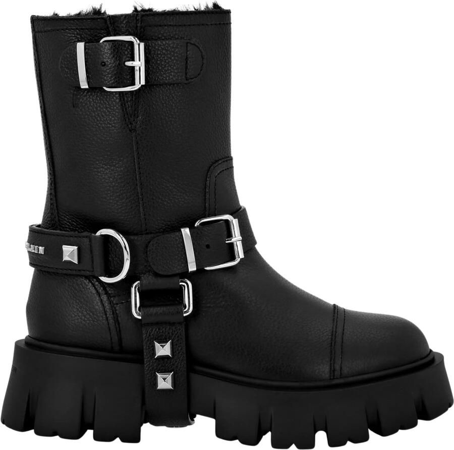 Philipp Plein Leren Bikerlaarzen met Noppen