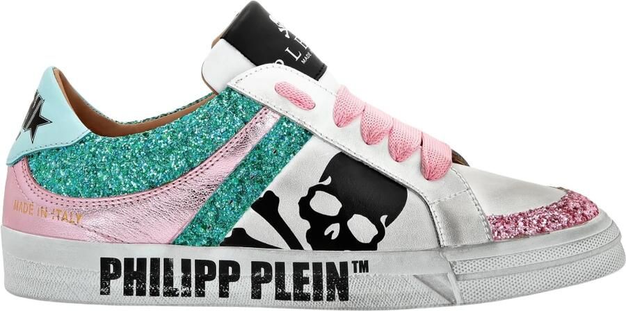 Philipp Plein Leren Lo-Top Sneakers Skull met Kristallen - Foto 2