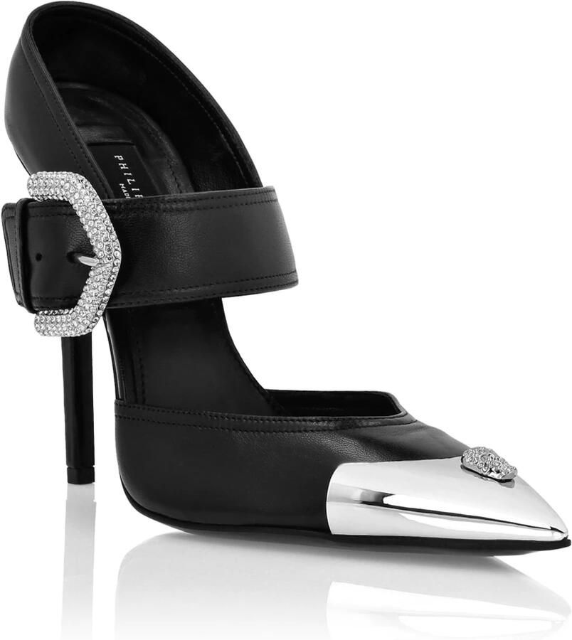 Philipp Plein Leren Muiltjes met Hoge Hakken 12 Skull Strass - Foto 2