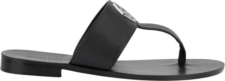 Philipp Plein Leren Platte Sandalen Hexagon