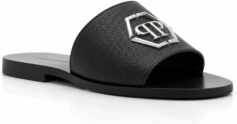 Philipp Plein Leren Sandalen Big Hexagon