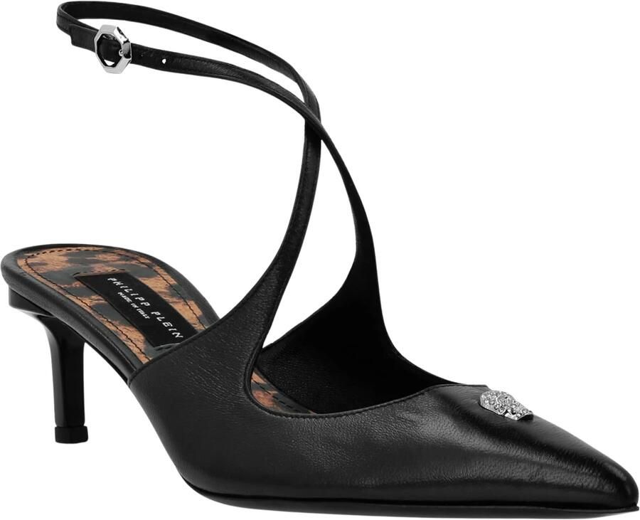 Philipp Plein Leren Sandalen Lage Hakken 5 Skull Strass - Foto 2