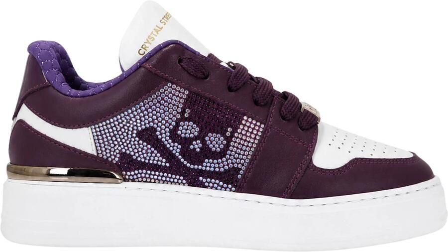 Philipp Plein Lo-Top Crystal Leather Sneakers Skull&Bones