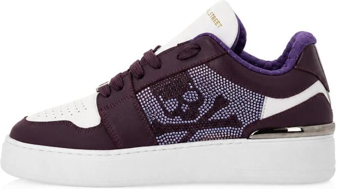 Philipp Plein Lo-Top Crystal Leather Sneakers Skull&Bones - Foto 4