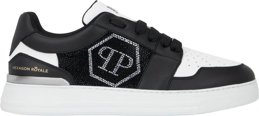 Philipp Plein Sneakers laag 'Hexagon' zwart zilver wit