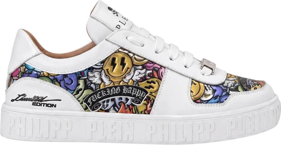 Philipp Plein Sneakers laag ' Smile ' ge gde kleuren wit