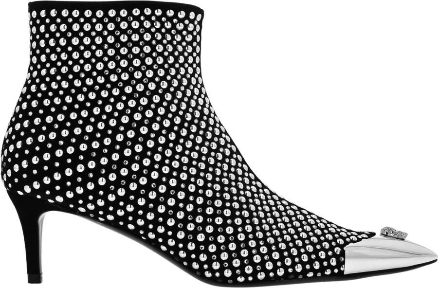 Philipp Plein Low Heel Enkellaarsjes Studs and Strass Skull