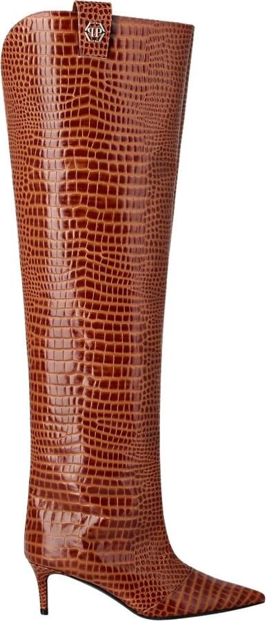 Philipp Plein Low-Heel Overknee Laarzen Cocco Print