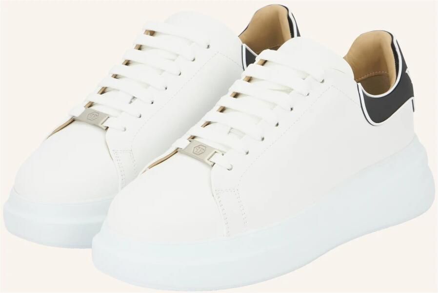 Philipp Plein Iconische Monogram Leren Sneakers met Gestructureerde Zool White - Foto 3