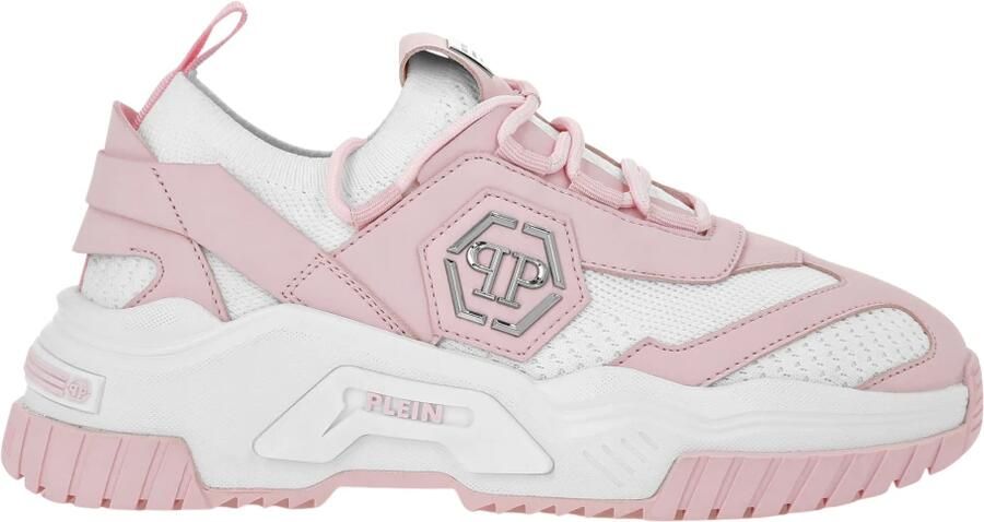 Philipp Plein Sneakers laag 'Predator' grijs pastelroze wit