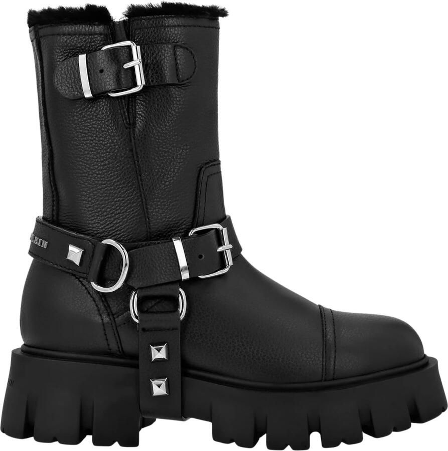 Philipp Plein Mid Flat Boots Hexagon