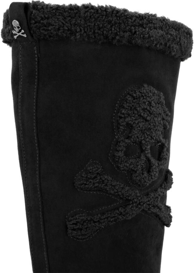 Philipp Plein Mid Flat Boots Skull & Bones