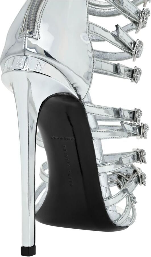 Philipp Plein Mirror Leather High-Heel Sandals Skull - Foto 2