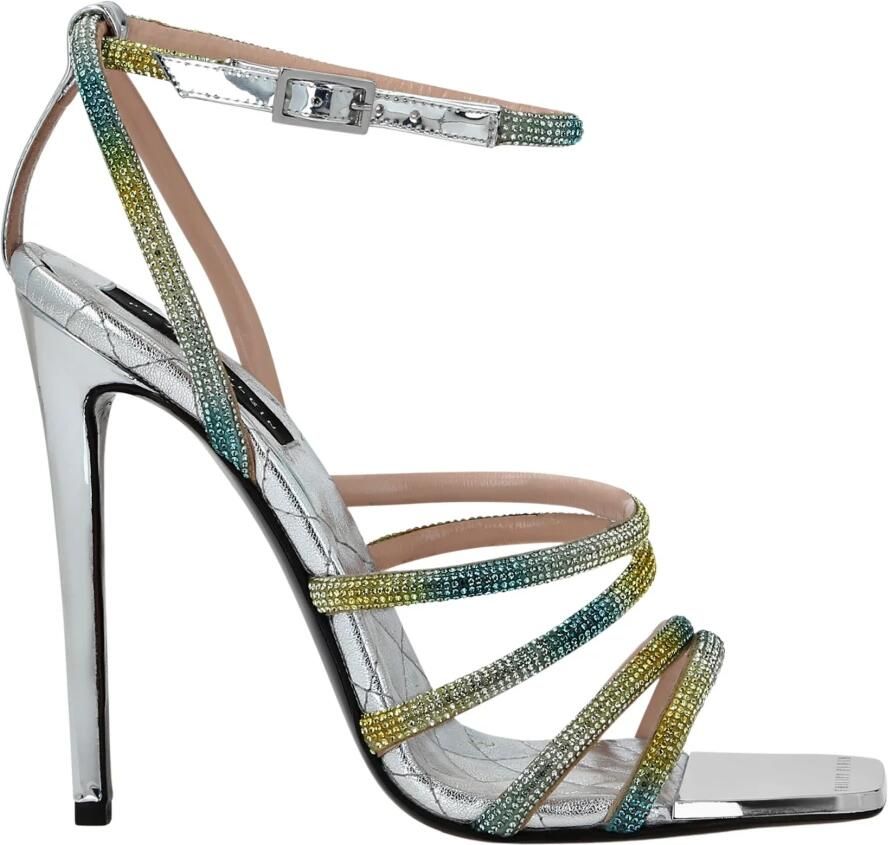 Philipp Plein Mirror Leather Sandals Hi-Heels Crystal