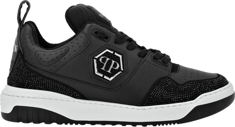 Philipp Plein Mix Leather Lo-Top Sneakers Crystal - Foto 3