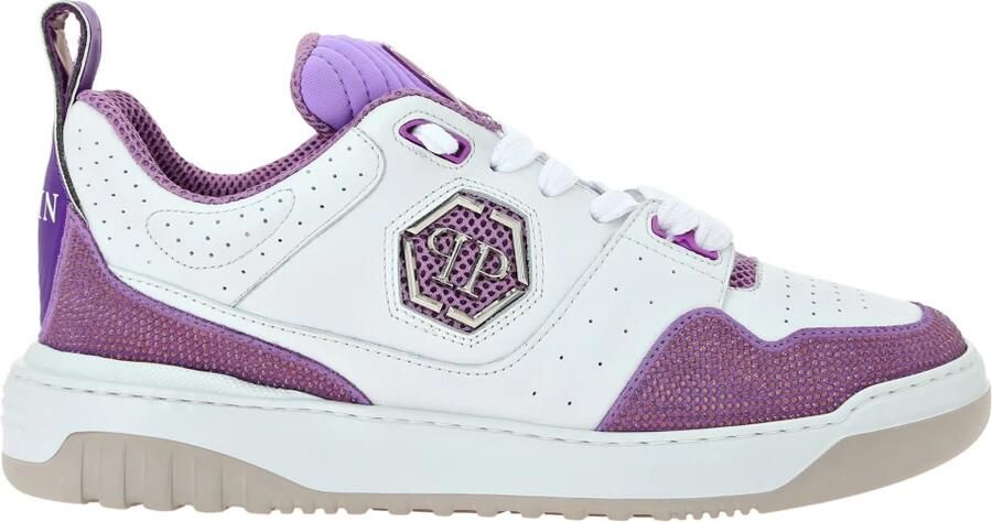 Philipp Plein Mix Leather Lo-Top Sneakers Crystal