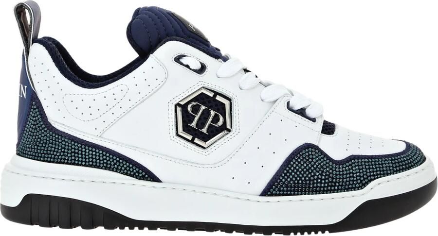 Philipp Plein Mix Leather Lo-Top Sneakers Crystal