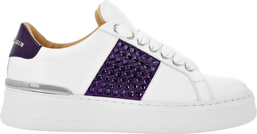 Philipp Plein Mix Leather Lo-Top Sneakers Crystal