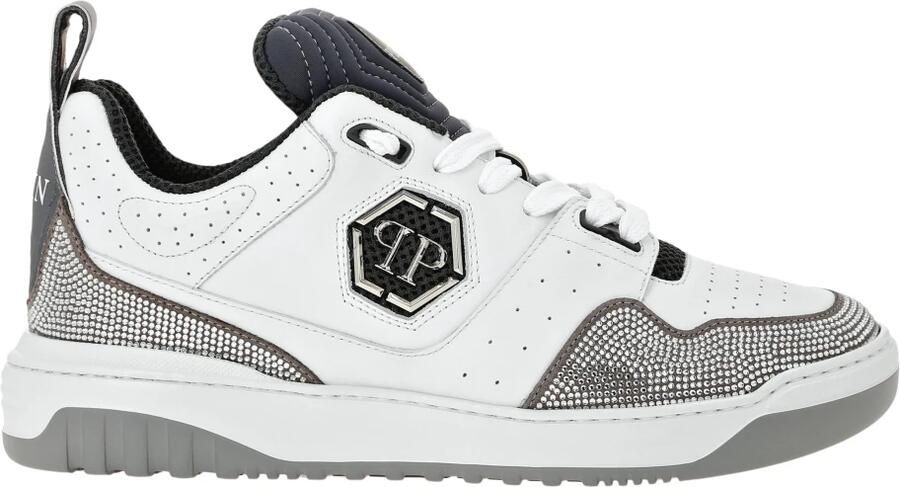 Philipp Plein Mix Leather Lo-Top Sneakers Crystal