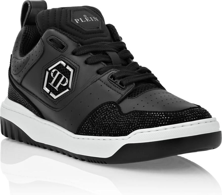 Philipp Plein Mix Leather Lo-Top Sneakers Crystal - Foto 2