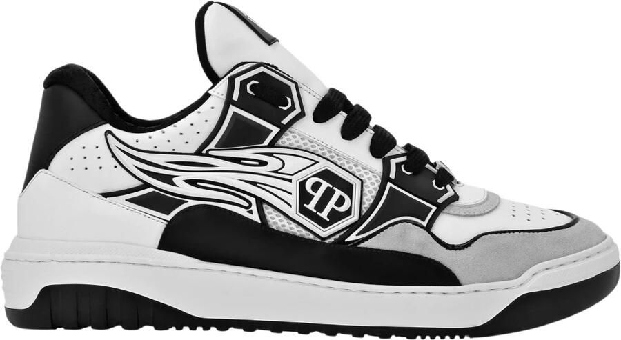 Philipp Plein Mix Leather Lo-Top Sneakers Strass Hexagon - Foto 2