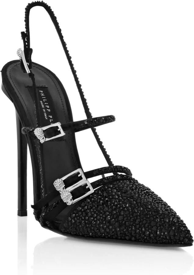 Philipp Plein Multi-Strap High-Heel Slingbacks 12 Mix Strass - Foto 2
