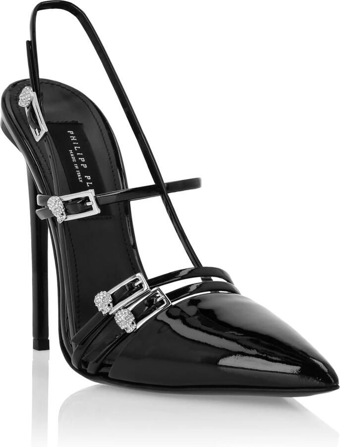 Philipp Plein Multi-Strap High-Heel Slingbacks 12 Skull - Foto 2