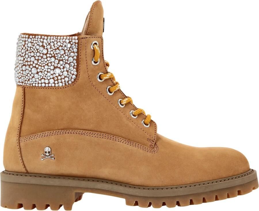 Philipp Plein Nabuk Boots Low Flat Crystal The Hunter