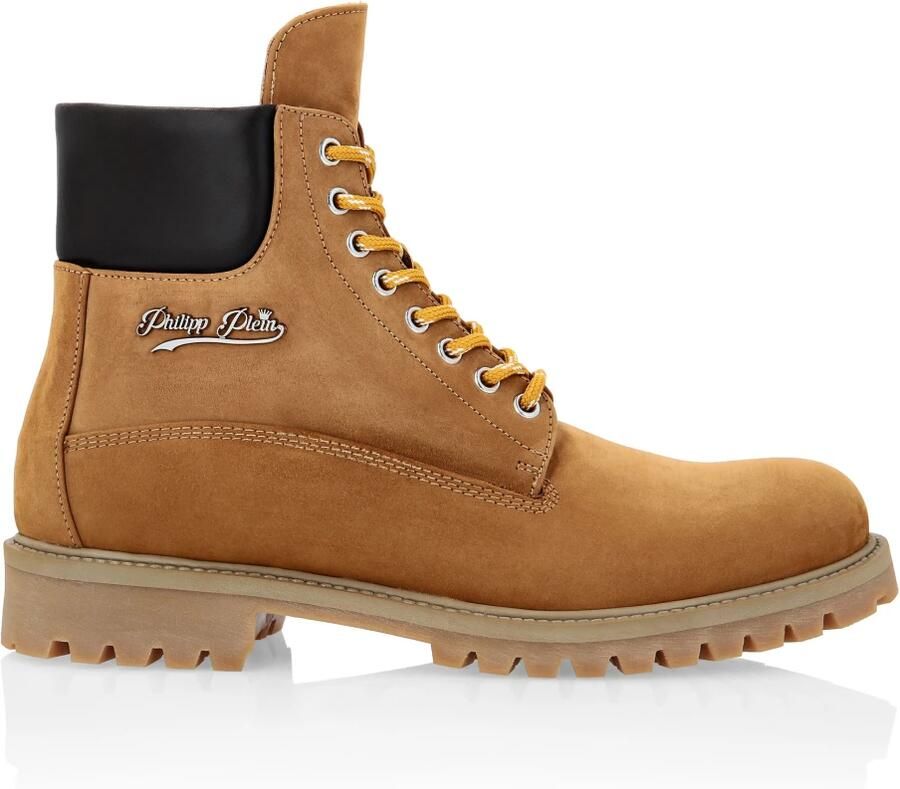 Philipp Plein Nabuk Leren Laarzen Lage Platte Zool The Hunter