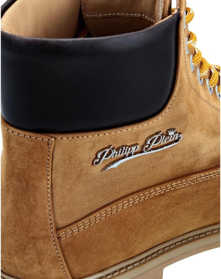 Philipp Plein Nabuk Leren Laarzen Lage Platte Zool The Hunter - Foto 2