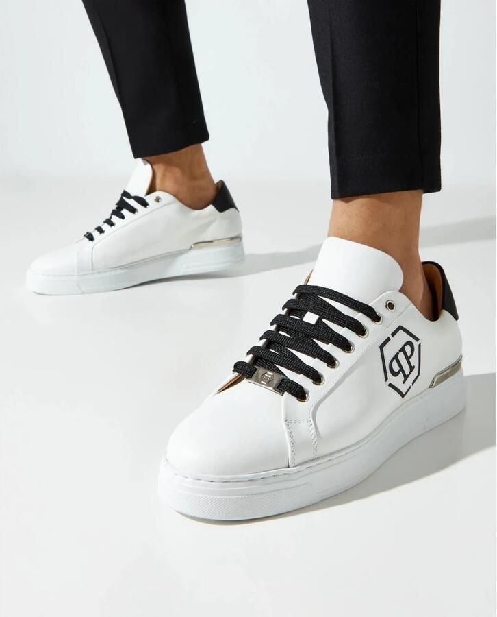 Philipp Plein Nappa Leather Lo-Top Sneakers Hexagon