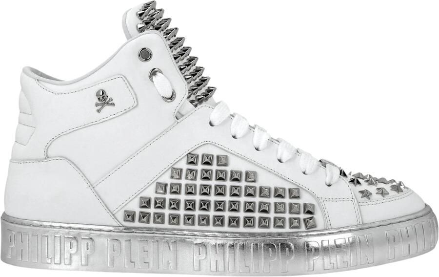 Philipp Plein Nappa Leren Mid-Top Sneakers Studs