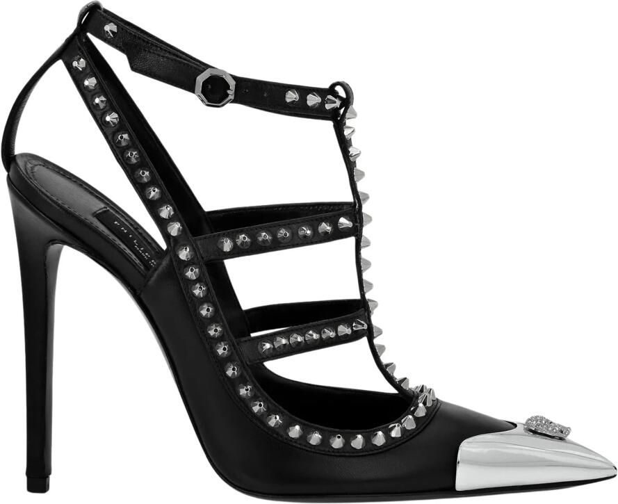 Philipp Plein Nappa Leren Sandalen Hoge Hakken Studs