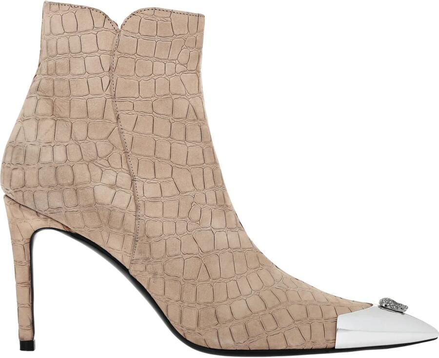 Philipp Plein Nubuck Laag uitgesneden laarsjes met halfhoge hak 9