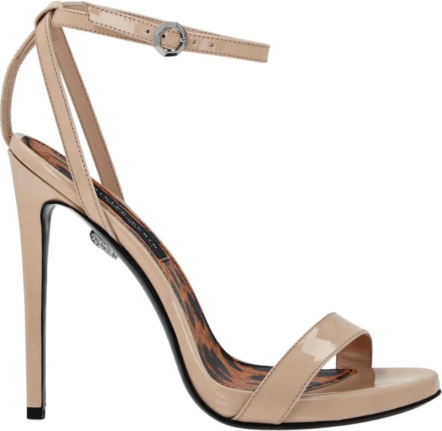 Philipp Plein Patent Leather Sandals High Heels Leopard